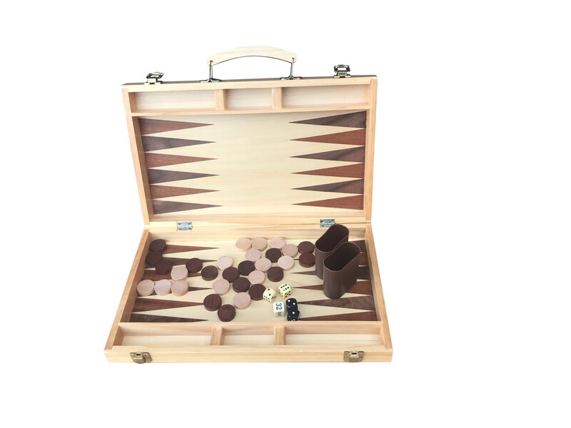 Stort, klassiskt backgammonspel i trä