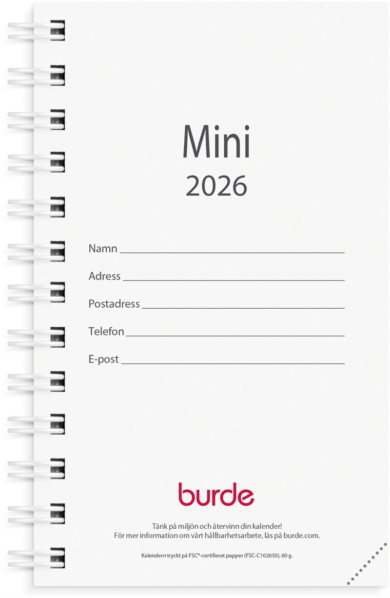 Kalender 2026 Mini refill